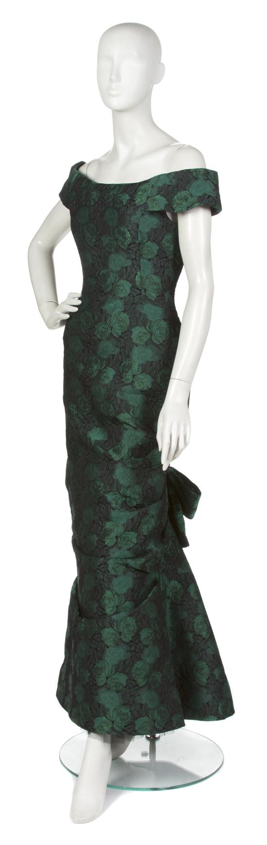 A Scaasi Green and Black Brocade Evening