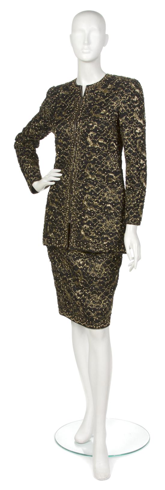A Mary McFadden Black Lace Skirt 155a55