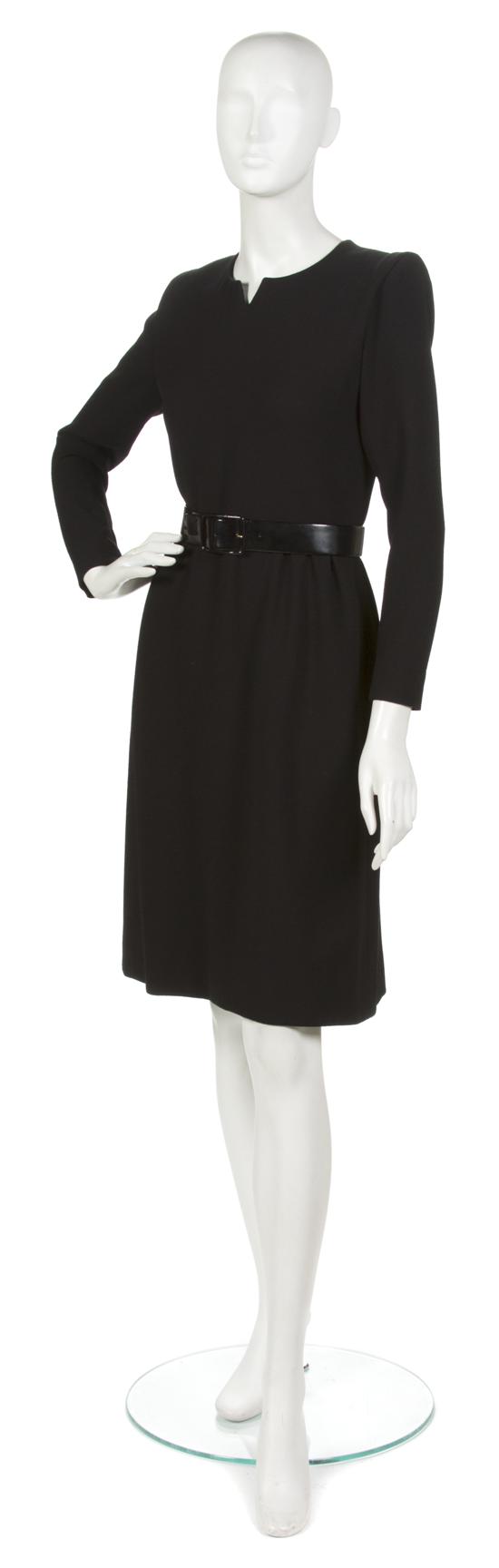 * A Couture Black Wool Crepe Dress