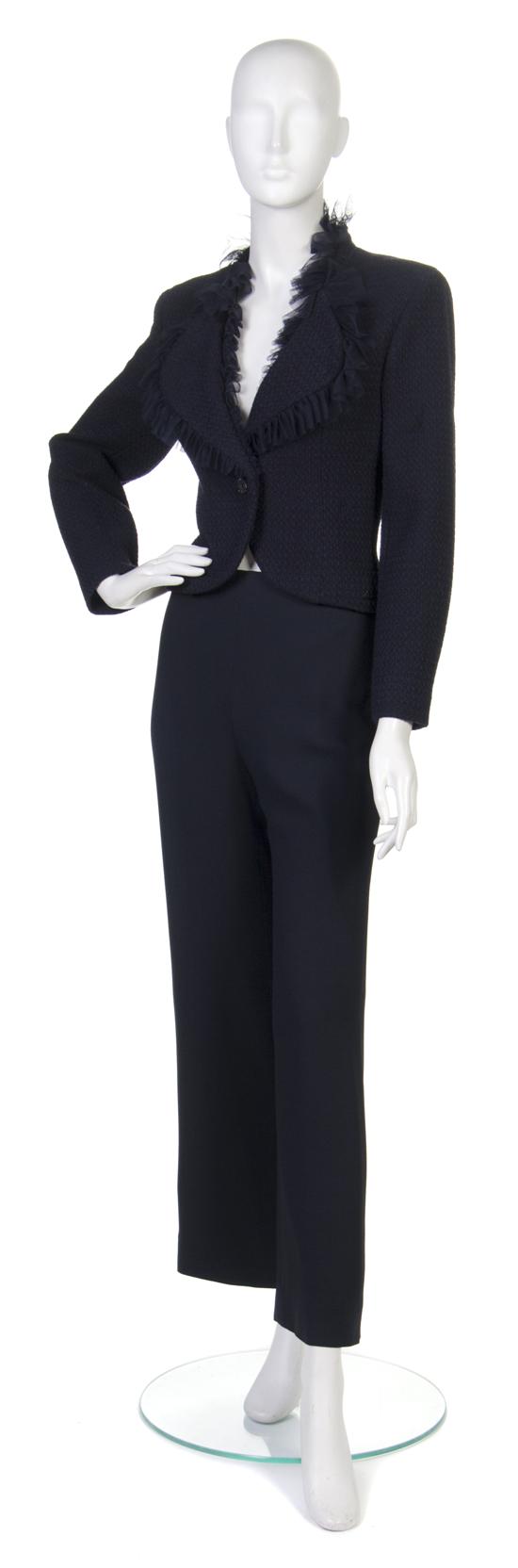 A Chanel Navy Pant Suit chainweighted