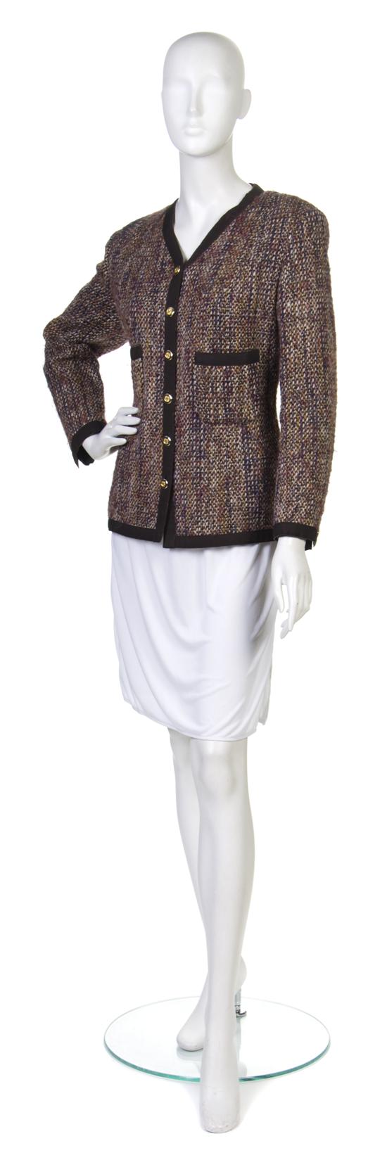 A Chanel Brown Jacket with grosgrain 155a92