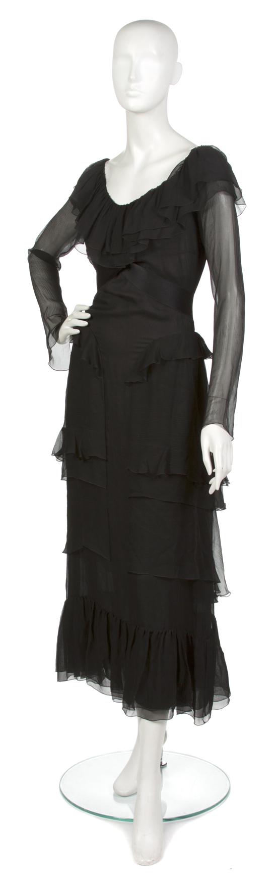 A Chanel Couture Black Silk Chiffon 155aa0