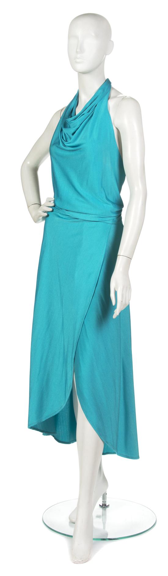 A Loris Azzaro Turquoise Jersey Cocktail