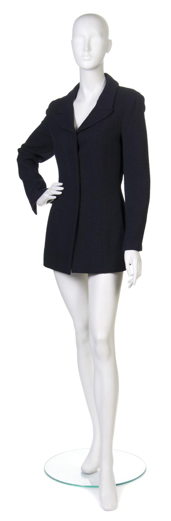 A Chanel Navy Tweed Jacket Labeled  155a9c