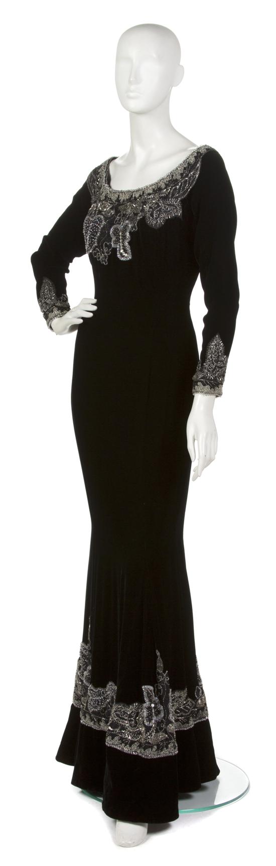 A Fabrice Black Velvet Evening Gown