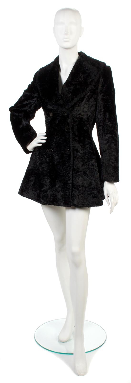 An Alaia Black Faux Fur Coat double 155ac6