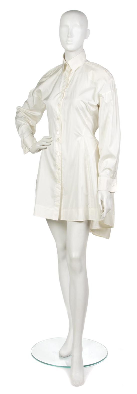 An Alaia White Nylon Shirt Dress
