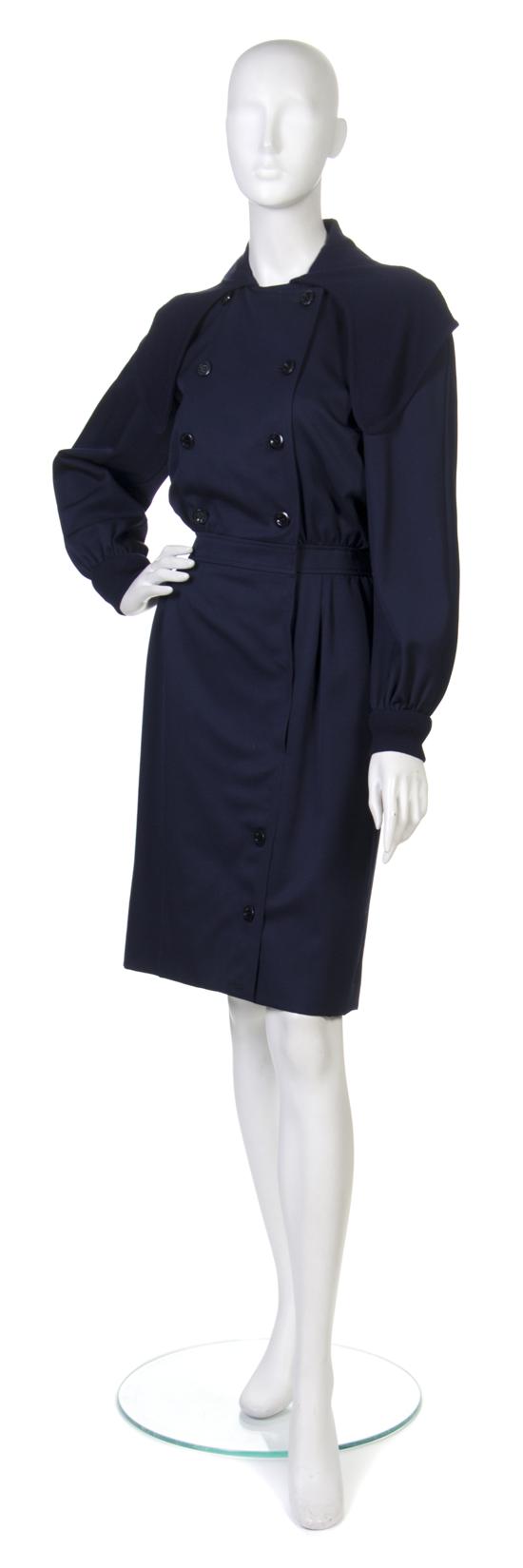  A Valentino Navy Wool Dress 1980s 155ad3