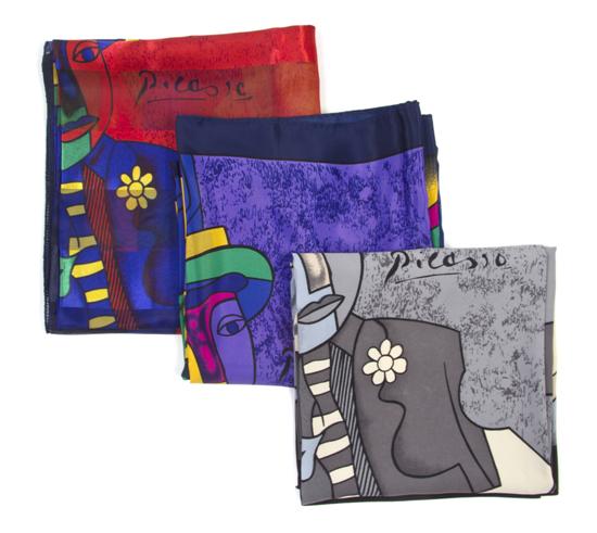 A Group of Three Picasso Silk Scarves 155af1