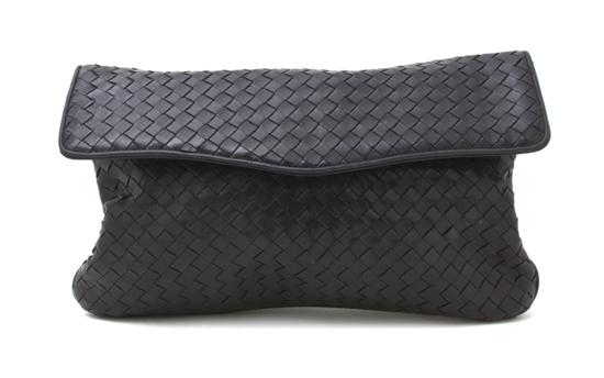 A Bottega Veneta Navy Woven Leather