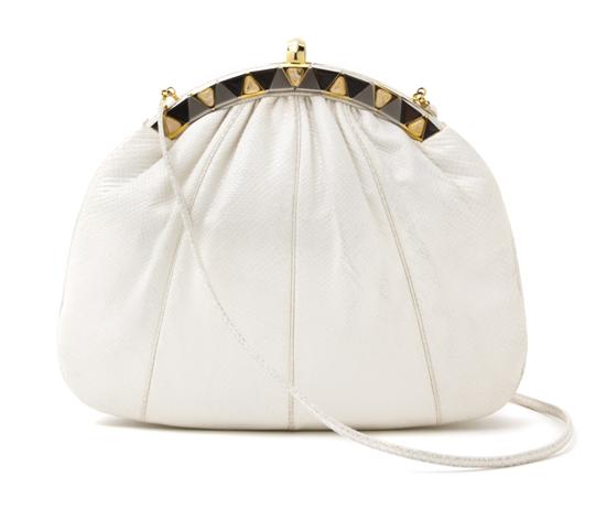 A Judith Leiber White Snakeskin