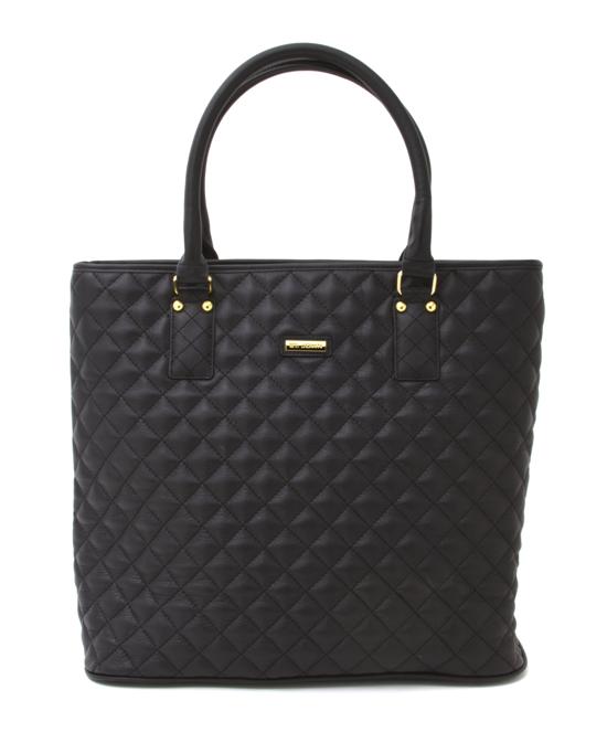 A St. John Black Quilted Leather Tote