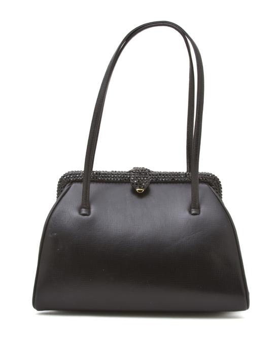 A Judith Leiber Black Leather Bag