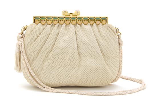 A Judith Leiber Cream Lizardskin