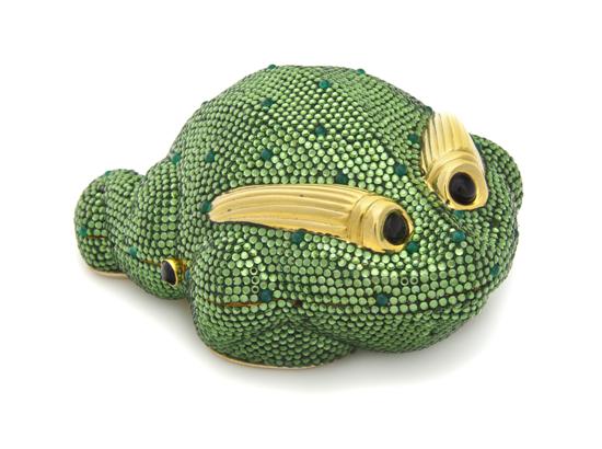 A Judith Leiber Green Crystal Frog