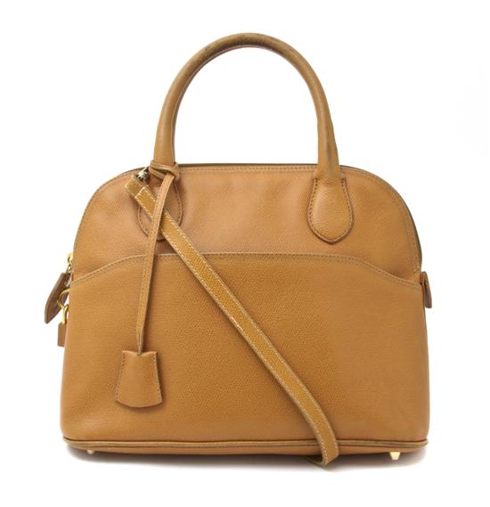 A Morabito Tan Leather Bag zipper