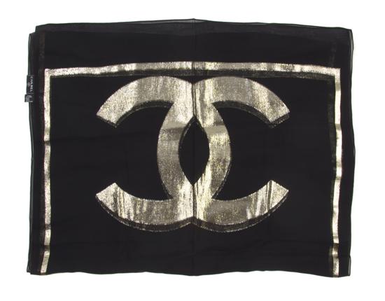 A Chanel Silk Scarf in a metallic 155b7b