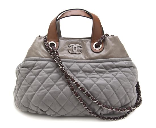 A Chanel Gray Quilted Glazed Leather 155b8b