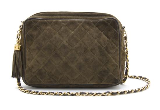 A Chanel Olive Green Suede Quilted 155b8c