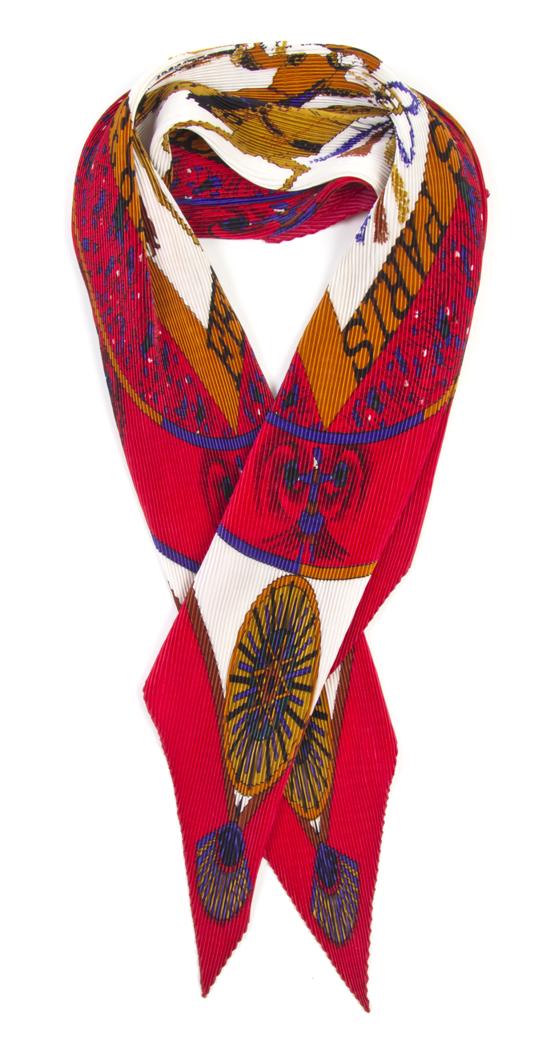 An Hermes Pleated Silk Scarf Fortuny-style