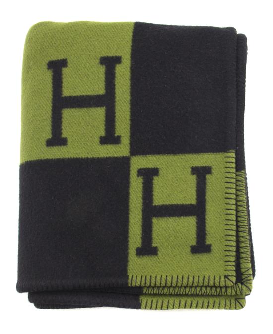 An Hermes Green and Black Wool