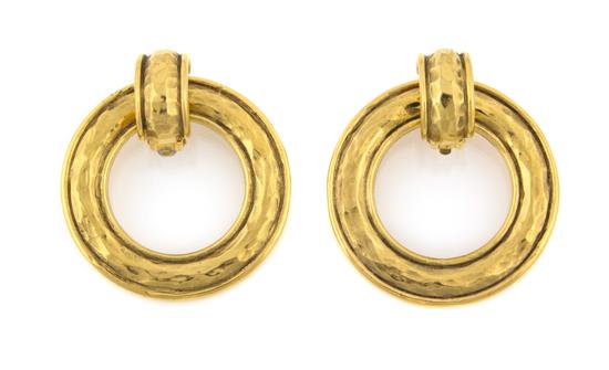 A Pair of Chanel Goldtone Hammered