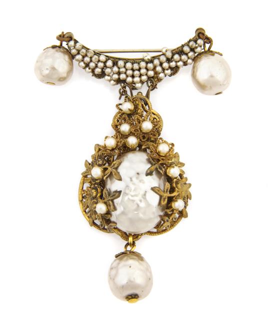 A Miriam Haskell Pearl Brooch with