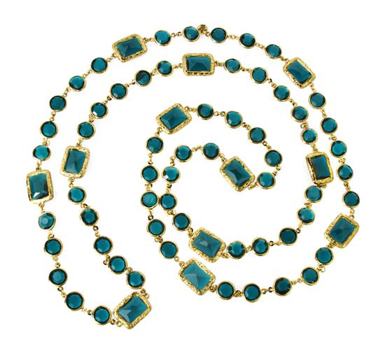 A Chanel Turquoise Chiclet Sautoir.