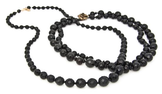 Two Miriam Haskell Black Faceted 155c03