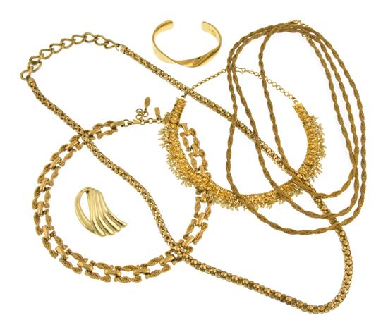A Group of Four Goldtone Necklaces together