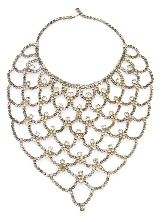 A Rhinestone Glamour Bib Necklace 1950s.