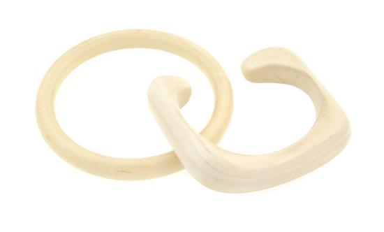 A Pair of Ivory Bracelets one round