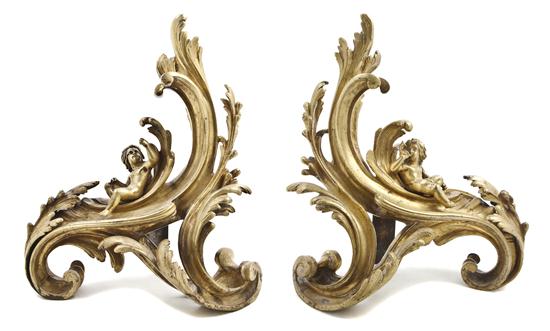 A Pair of Rococo Style Gilt Bronze