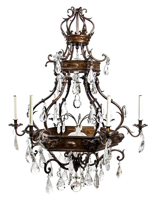 A French Cast Metal Six Light Chandelier 155c65