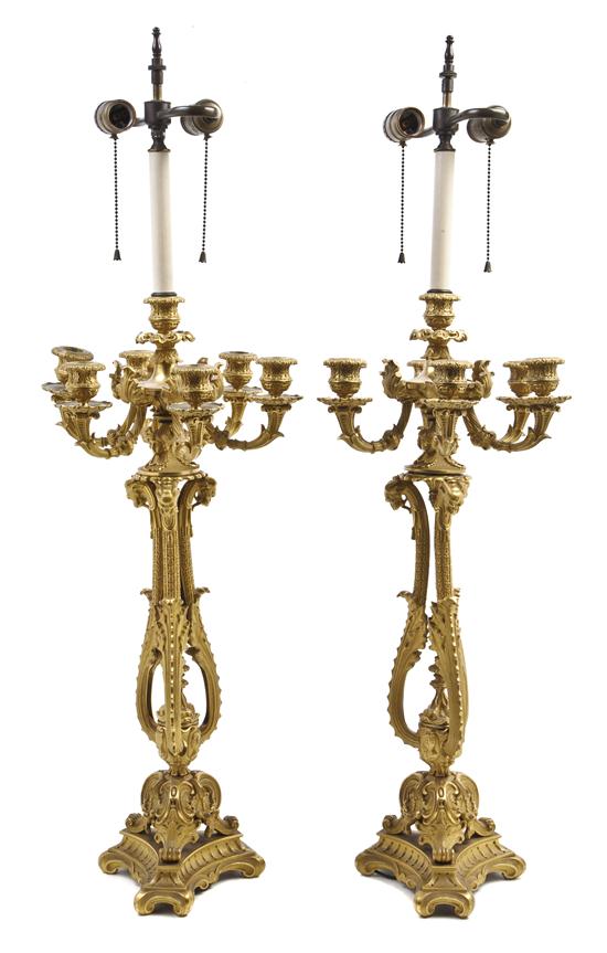 A Pair of Continental Gilt Bronze