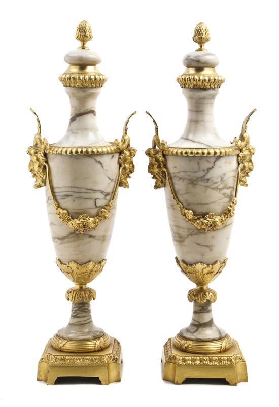 A Pair of Neoclassical Marble and Gilt