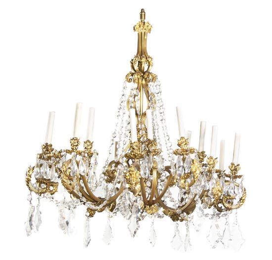 A Neoclassical Gilt Metal Eighteen-Light