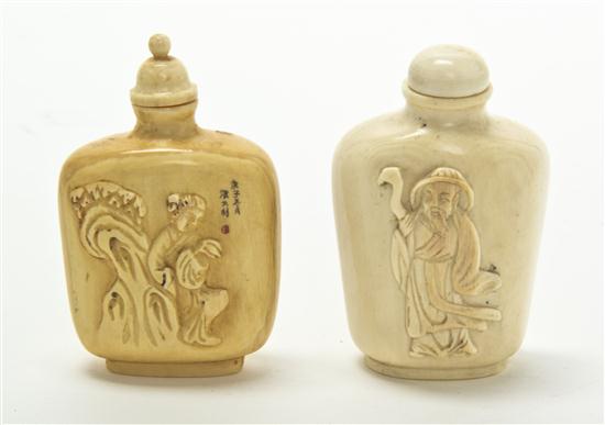 Two Ivory Snuff Bottles one having 1535ca