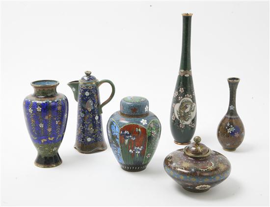 A Collection of Six Cloisonne Articles