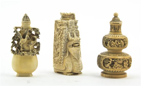 *A Group of Three Carved Ivory
