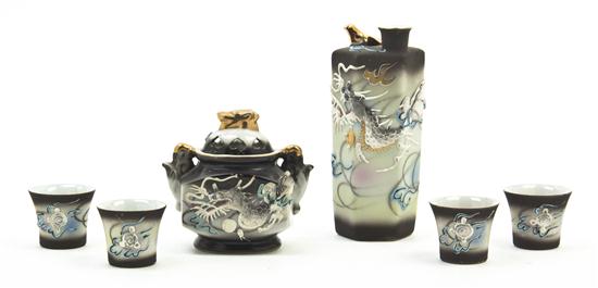 A Dragonware Sake Set comprising four