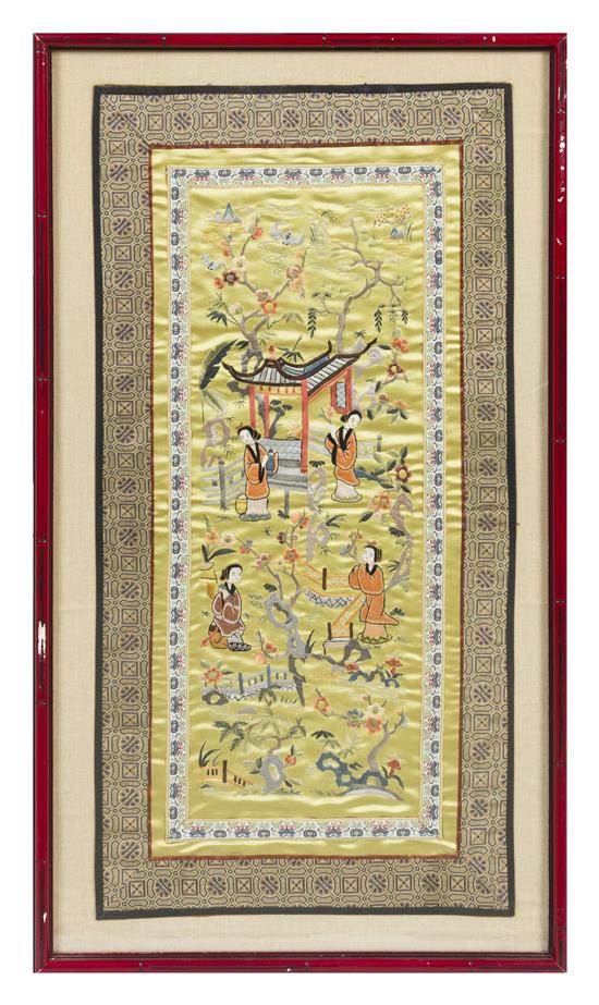 *A Chinese Needlework Panel depicting