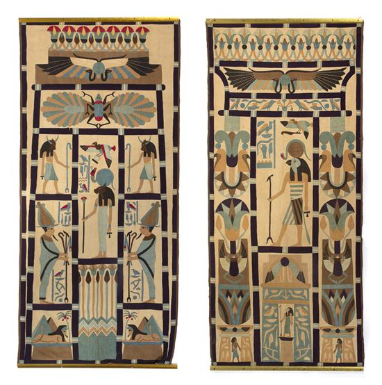 *A Pair of Egyptian Revival Tapestries