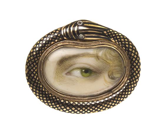 A Yellow Gold and Enamel Lovers Eye