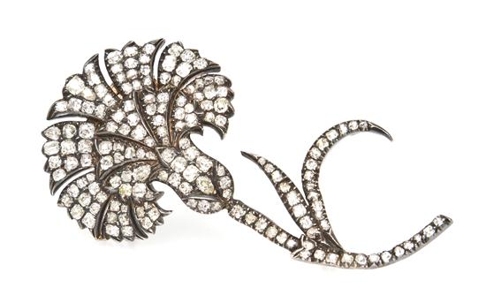 A Silver and Diamond Thistle Brooch