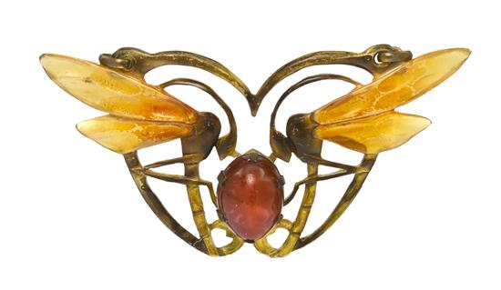 An Art Nouveau Dyed Horn Pendant