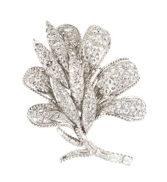 A Platinum and Diamond Flower Brooch