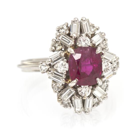 An 18 Karat White Gold Ruby and Diamond