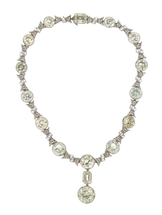 A Platinum Zircon and Diamond Necklace 153793