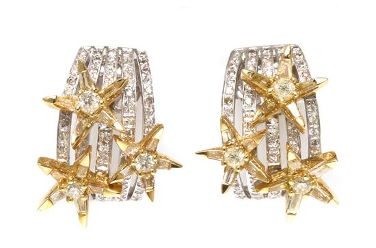 A Pair of 18 Karat Gold and Diamond